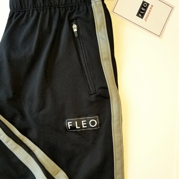 FLEO Track Joggers in Gray and Black - Picture 2 of 7